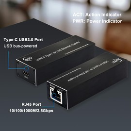 USB3.0 to 2.5G RJ45 Ethernet Adapter, Type-C to 2.5Gbps LAN Network Card, 10/100/1000M/2.5Gbps Ethernet NIC Network Adaptor for Windows Server/Windows/Linux