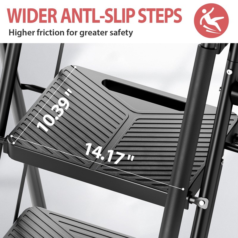 KINGRACK Folding 5 Step Ladder, Portable Ladder for Multi-Purpose, Home,