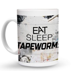 Makoroni - EAT SLEEP TAPEWORMS Animal 6 oz Ceramic Espresso Shot Mug/Cup Design#23