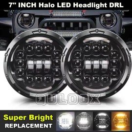 QULOOX Black Pair 7inch Round LED Headlights Hi/Lo Beam For Datsun 280ZX/240Z/260