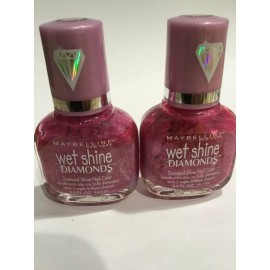 Maybelline LOT OF 2 Maybelline Wet Shine Diamonds Shine Nail Color Polish LOUD &CLEAR LILAC