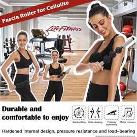 Cellulite Massager, Fascia Blaster for Cellulite, Muscle Roller Stick Lymphatic Drainage Massager for Relif Body Sorness, Trigger Points, Sports Legs, Back Recovery - Black