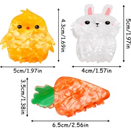 3Pcs Acetate Buuny Hair Claw Clips, Carrot Claw Clip Bunny Party Accessories Anti-Slip Chick Claws Easter Banana Claw Clips for Thick Hair Women Girls