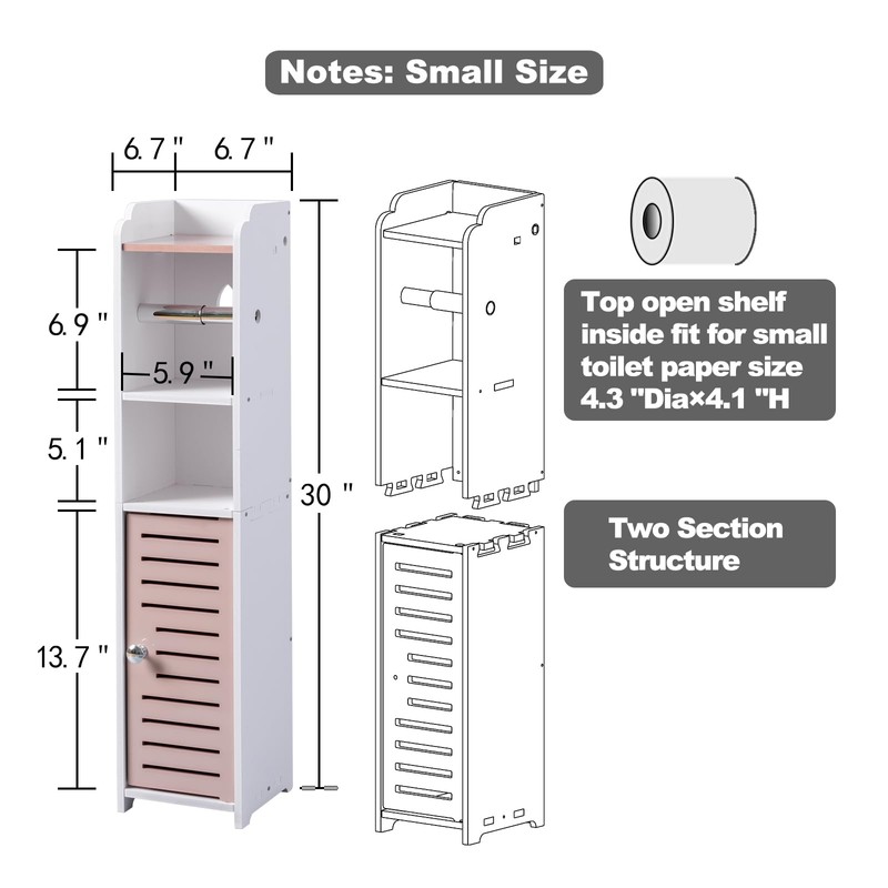 AOJEZOR Toilet Paper Holder Stand: Small Bathroom Storage Cabinet -