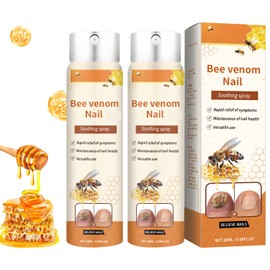 Bee Venom Nail Soothing Spray, Toe Nail Treatments for Damaged Nails, Nail care, Safely and Gently, 0.68 Fl Oz (2PCS)