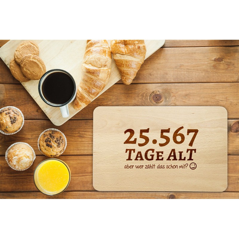 Bread Board with Saying for the 70th Birthday - Tage