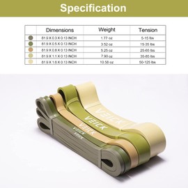 VEICK Resistance Exercise Band Set Workout Tension Bands Fitness Bands Body Stretch Bands for Pull Up Assist Training Strength Weighted Gyms, Green