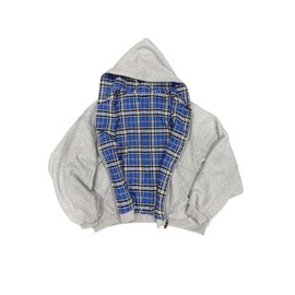 yssgtt Y2K - Felpa con cappuccio da uomo con cerniera reversibile a quadretti, Blu, L