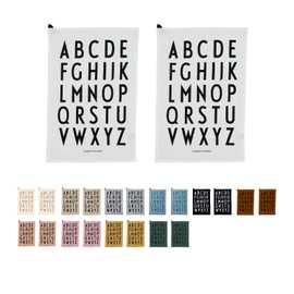 Design Letters Classic Tea Towel (White) - 100% Cotton, Oeko-Tex Certified, Soft, Absorbent and Dries Quickly, Pack of 2, Decorative with Iconic Alphabet Print, L: 60 x W: 40 cm