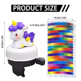 Valicaer Pack of 2 Children's Bicycle Bell, Colourful and Loud for Road Bike, Mountain Bike with 20 Safe Reflective Stickers (Purple + 20 Reflective Stickers)