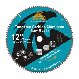 EXFEIN 12 Inch 100 Teeth Metal Cutting Blade for Aluminum Non Ferrous Tungsten Carbide Tipped Circular Saw Blade with 1 Inch Arbor