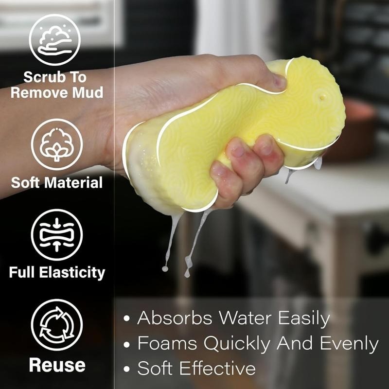 [2 Count] Magic Exfoliating Bath Sponge – 3D Super Soft,
