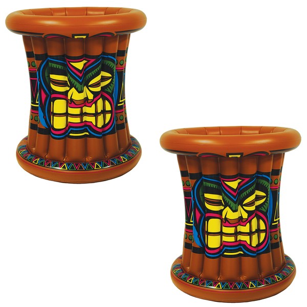 Beistle 2 Piece Inflatable Tiki Drink Coolers, Beverage Holders Hawaiian