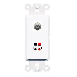 RiteAV - Coax Speaker Jack Port Wall Plate Decorative (Rocker) White
