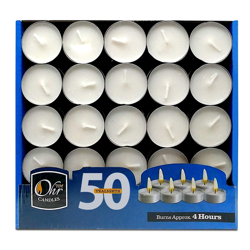 Ohr Tea Light Candles - 50 Bulk Pack - White