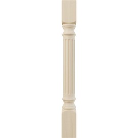 Ekena Millwork COL03X03X35RIRW Richmond Fluted Cabinet Column (Top Block: 6 1/8", Bottom Block: 7 1/8"), 3 3/4"W x 3 3/4"D x 35 1/2"H, Rubberwood