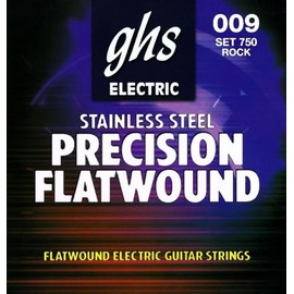 GHS Strings - Precision Flatwound - Cuerdas para guitarra eléctrica - Acero inoxidable - Alto volumen - Pulidas suaves - (UL) - Calibre ultra ligero (750 SET) - 9-42