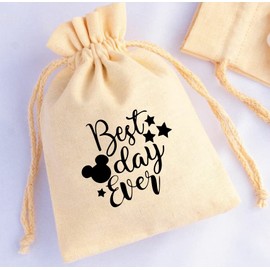 Set of 10 best day ever Bags party favor bags - Drawstring wedding favor bag hangover kit bags - party favors - ecofriendly gift bags