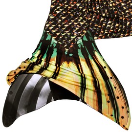 Mermaid Tail and Monofin for Swimming with MER-Shield Tip Protection, Adult Sizes (Sea Monster - Black Monofin, Adult S (JS 4-6))