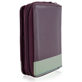 kukubird Elephant Womens Wallet PU Leather Bifold Card Holder with Zipper Coin Pocket Purse-Purple