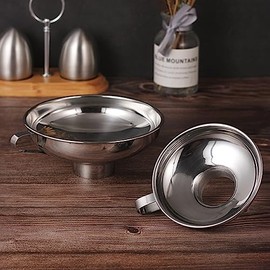IoF 3Pcs Stainless Steel Wide Mouth Canning Funnel Set with Fine Oil Strainer, Metal Funnels for Filling Bottles Kitchen Use Large Food Grade Funnel for Mason Jar with Milk Filter Mead Kit