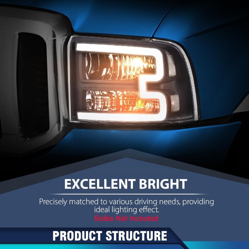 LED Headlights w/Harness Fit 2005-2007 F250-F550, 05 Excursion