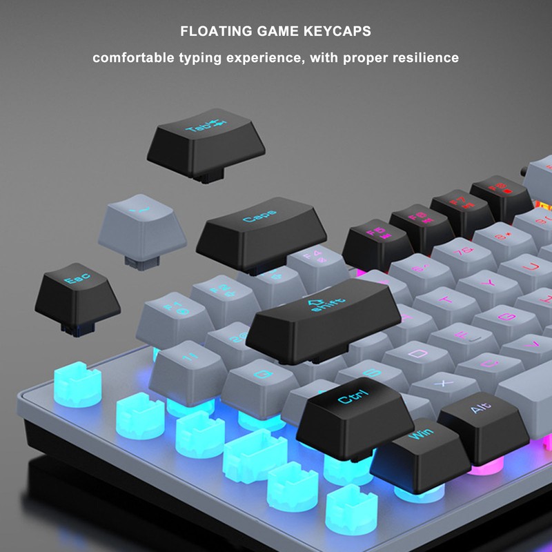 Gaming Keyboard 87 Keys ABS Keycaps RGB Backlit Contrast Color