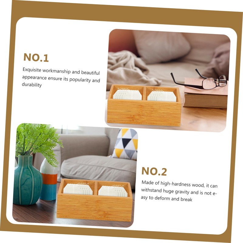 OFFSCH 1Pc Wooden Tea Storage Box with Compartments Creative Organizer