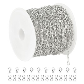 UMAOKANG 32.8 Feet Stainless Steel Jewelry Making Chains Embossed Cable Link Chain Necklace Bracelet DIY for Women Jewelry Chains Bulk