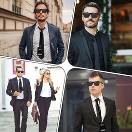 WanderGo Agent Costume Accessories, 7 Pieces Secret Agent Costume Accessories, Men in Black Fancy Dress Accessories with Tie, Sunglasses, Card Holder, Headphone Tube, Card, Gossip for Adults Child