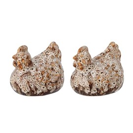 Chicky Brown Stoneware Salt and Pepper Set