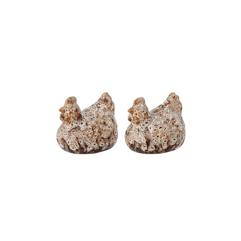 Chicky Brown Stoneware Salt and Pepper Set