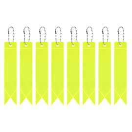 PATIKIL Safety Reflector, 8 Pack Reflector Tag Pendant Reflective Safety Keychain Gear for Backpack Cycling Running Wheelchairs, Fluorescent Yellow