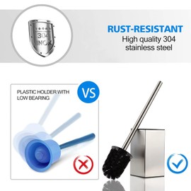 BGL Toilet Brush Holder Stainless Steel 304 Standing Brushed Nickel Square Toilet Bowl Brush for Bathroom Storage and Organization