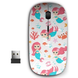 KAWAMOUSE 2.4G Ergonomic Portable USB Wireless Mouse for PC, Laptop, Computer, Notebook with Nano Receiver (Mermaid)