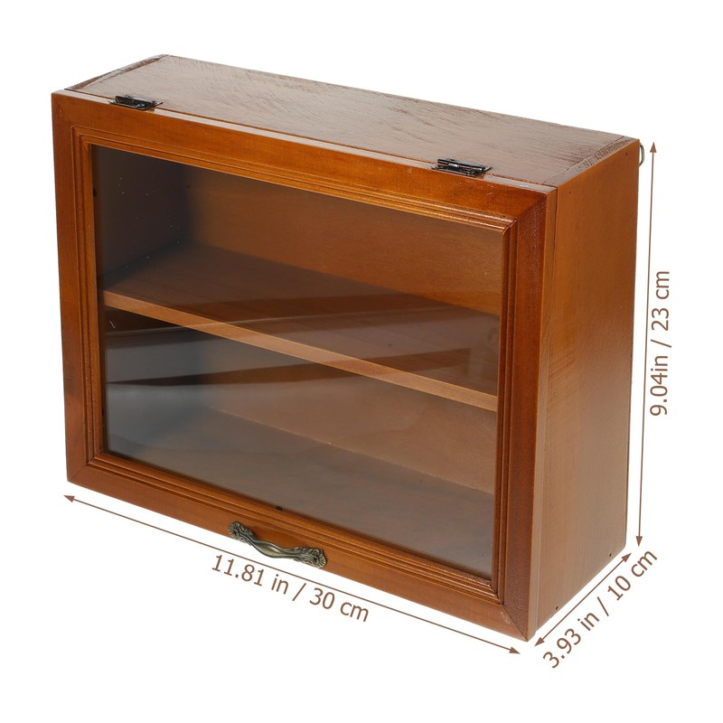 Operitacx Acrylic Front Display Case Shadow Boxes Wooden Display Cabinet