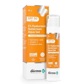 The Derma Co 1% Hyaluronic Sunscreen Aqua Gel with SPF 50 & PA++++ | Broad Spectrum UVA/B & Blue Light Protection | Lightweight & Quick Absorbing with