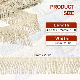 PATIKIL Beige Fringe Trim, 5 Yards x 65mm Fringe Trim Curtain Tassel Fabric Sewing for Curtain Sofa Clothes DIY Decoration
