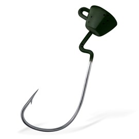 Dr.Fish 10 Pack EWG Ned Rig Jig Heads, Freshwater Bass Fishing Jigs Extra Wide Gap Hooks Weedless Soft Baits Worm Craws Green,1/6oz