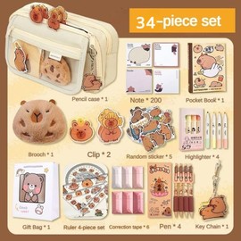 COPAMVR Pencil Case Large Capacity Pencil Pouch Aesthetic with Multi-Pieces Ultimate Organizer Kit: Spacious & Chic Pouch with Premium Assorted Essentials (Black-B set), PB9587