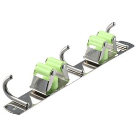 SSHHUI 1Pack Stainless Steel Wall Mount Broom Mop Holder Hanger Tool Rack with 2 Racks 3 Hooks for Laundry Room, Garden, Garage