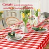 Bouiexye 4 Pack Disposable Table Cloth Red Gingham Plastic Tablecloth