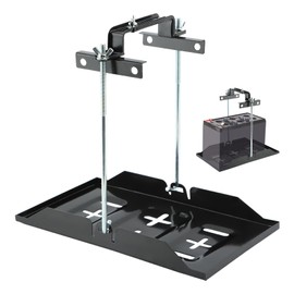 Battery Hold Down Tray Kit, Universal Storage Battery Holder Battery Tray Holder, Adjustable & Corrosion-Resistant Metal Bracket Clamp for Cars Boats Marine(size:27cm Bolt with 34.5cm Battery Tray)