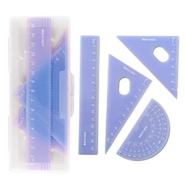 Jelly Color, 4-Piece Triangle Ruler, Triangular Funnel Set, Mathematical Geometric Ruler Set for Students, Green, For Triangles, Straight Ruler, Protractor, Ruler Set, Middle School Students,