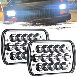 Jamarco H6054 LED Headlights, 2Pcs Rectangular 5x7 7x6 LED Headlight Hi/Low Sealed Beam Headlamp H4 9003 Plug 6054 H5054 Compatible with Cherokee XJ/Wrangler YJ Puckup Truck Van