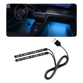 povtii Car LED Strip Light, 24 LED RGB Auto Under Dash Interior Atmosphere Lights, USB Vehicle Decorative Lamp Ambient Night Light Strip, Lighting Kit Car Accessories (Ice Blue)