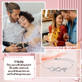 SUNSH Bracelets for Womens, Silver 5A Zirconia Infinity Heart Bracelet, Adjustable Ladies Bracelet, Gift for Girlfriend/Wife/Soulmate, Christmas/Birthday/Valentine's Day/Anniversary-Wife