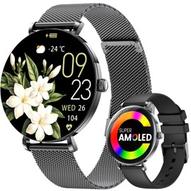 SIEMORL 1.43" AMOLED Smart Watch for Women,Answer/Make Calls Fitness Watch with Voice Assistant,24/7 Heart Rate & Sleep Monitor,121+ Activity Modes,Step Counter,IP68 Waterproof for iOS Android
