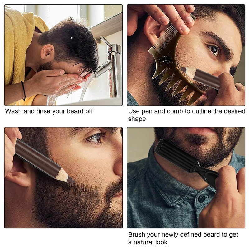 Relleno de Lápiz para Barba, Bolígrafo Moldeador de Barba Profesional