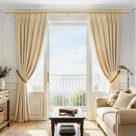 IFELS Heavy Duty Curtain Rods for Windows 28 to 48 Inch, 1 Inch Gold Curtain Rods for Outdoor, Farmhouse, Bedroom, Kitchen, Living Room, Adjustable Easy Install Curtains Rod (A2,Gold,30"-60")